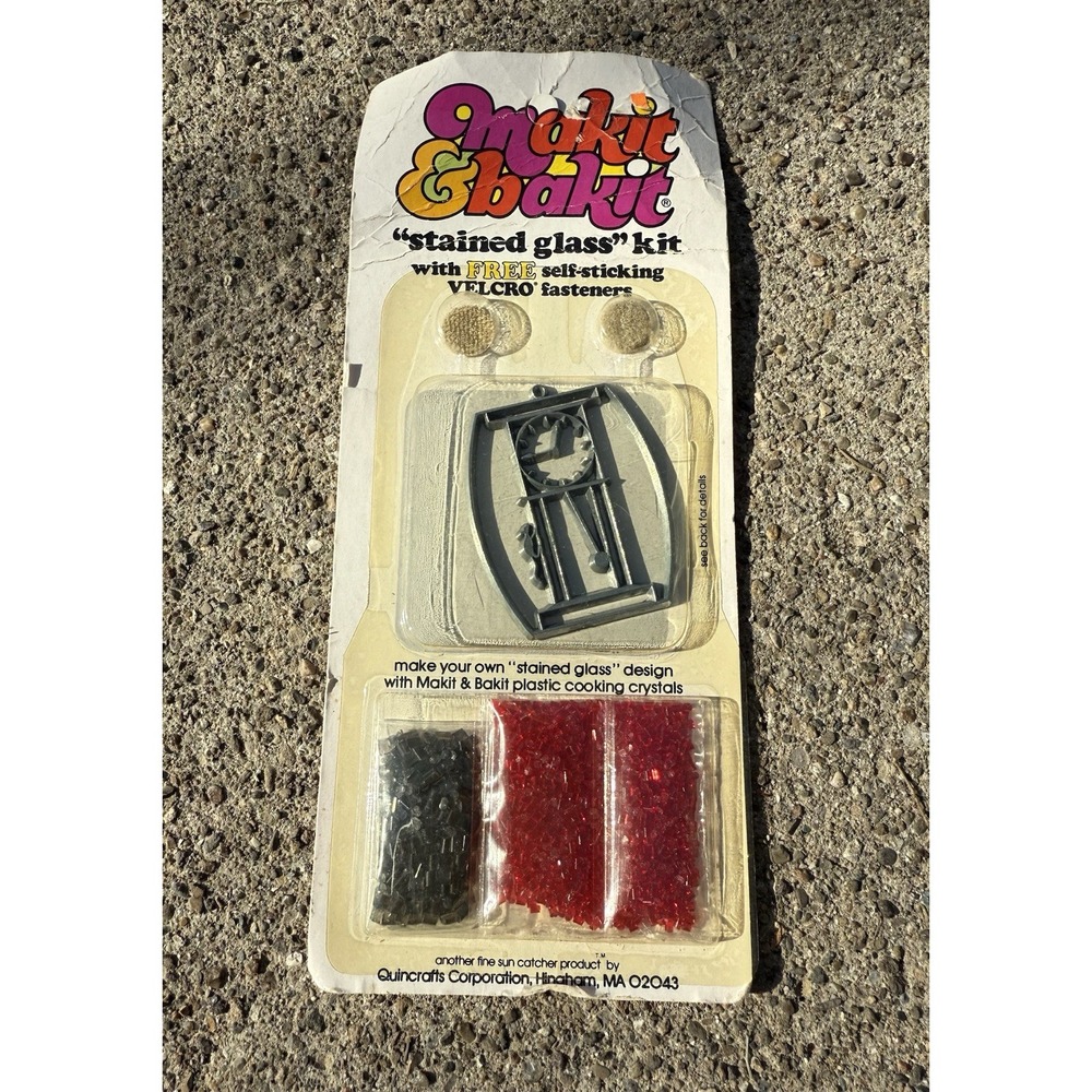 Vintage Makit & Bakit Stained Glass Suncatchers Ornament Kit Grandfather Clock‎